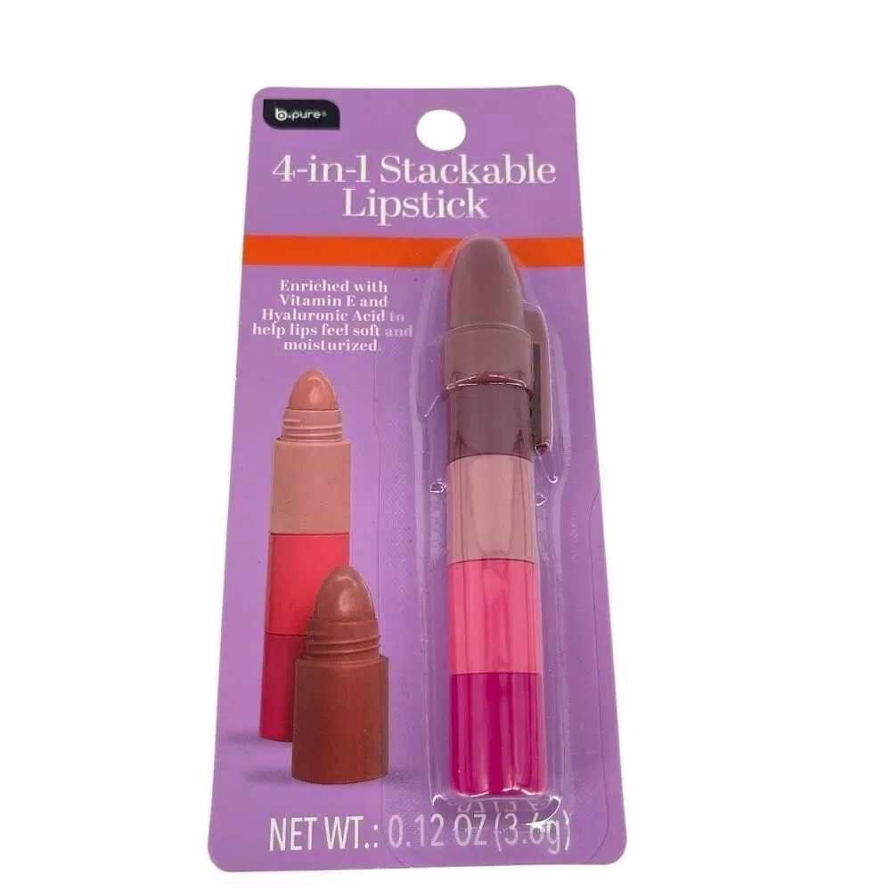 B Pure 4 In 1 Stackable Lipstick Vitamin E Hyaluronic Acid Moisturizing NWT